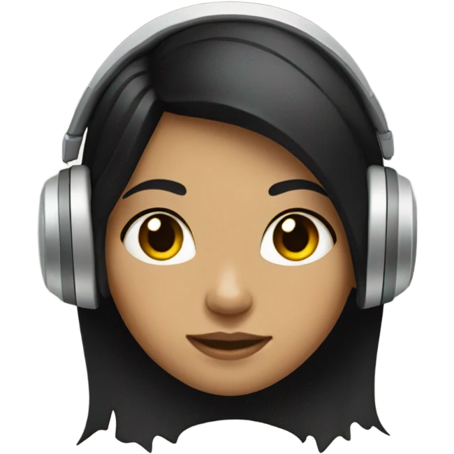 A girl with black hair wearing headphones emoji