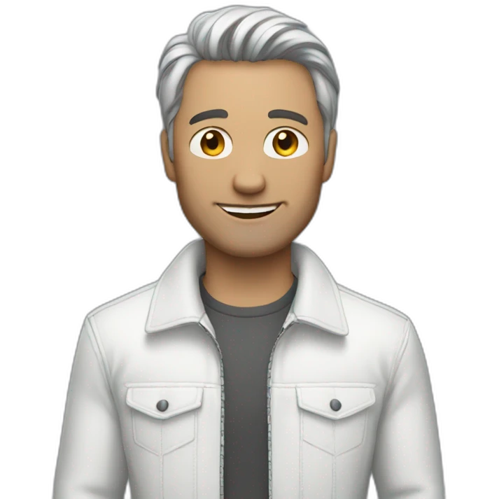Man with, white jacket, and jeans emoji