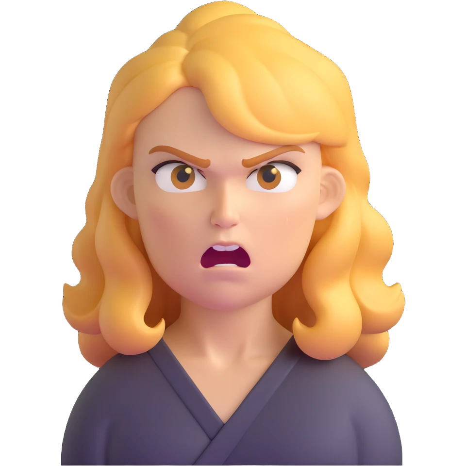 angry woman with weird golden hair emoji