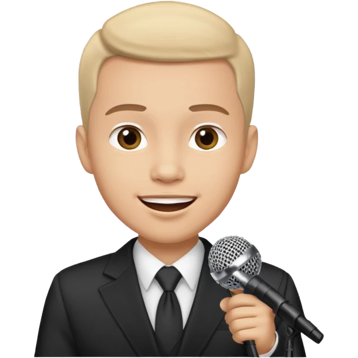  a man gives a speech whith microphone emoji