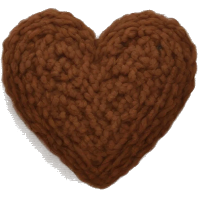 Brown knitted heart emoji