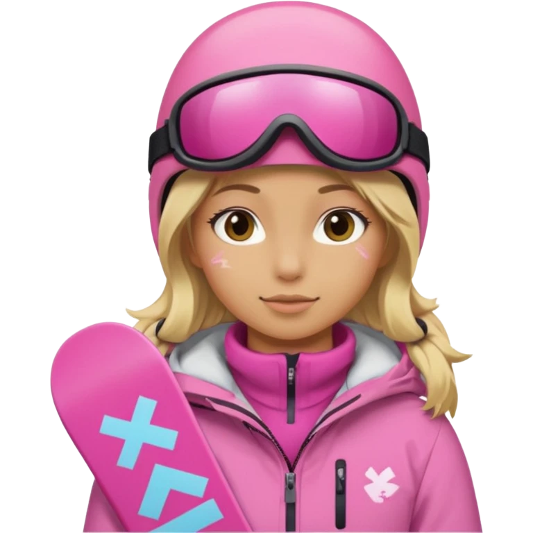 A snowboarder girl in a pink kosume blonde emoji