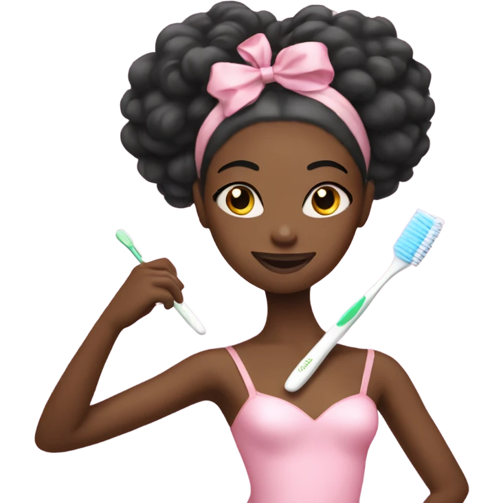 black ballerina holding a toothbrush with pink too too emoji