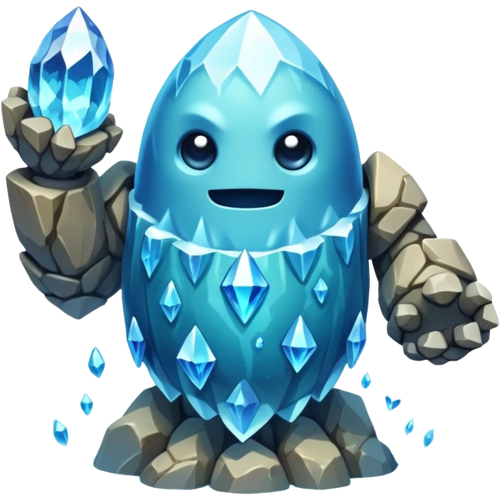 Design a unique elemental guardian that combines the crystalline rock golem's defensive fortitude with the spectral water serpent's fluid grace, perhaps creating a being with a segmented stone core that flows like water and channels ghostly aquatic energy through embedded gems." emoji