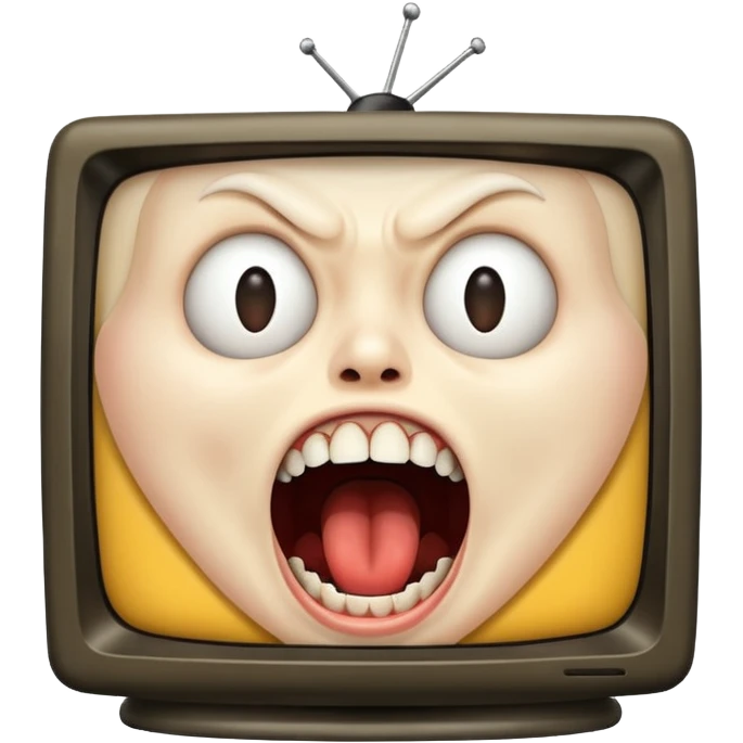 TV screen showing a screaming face emoji