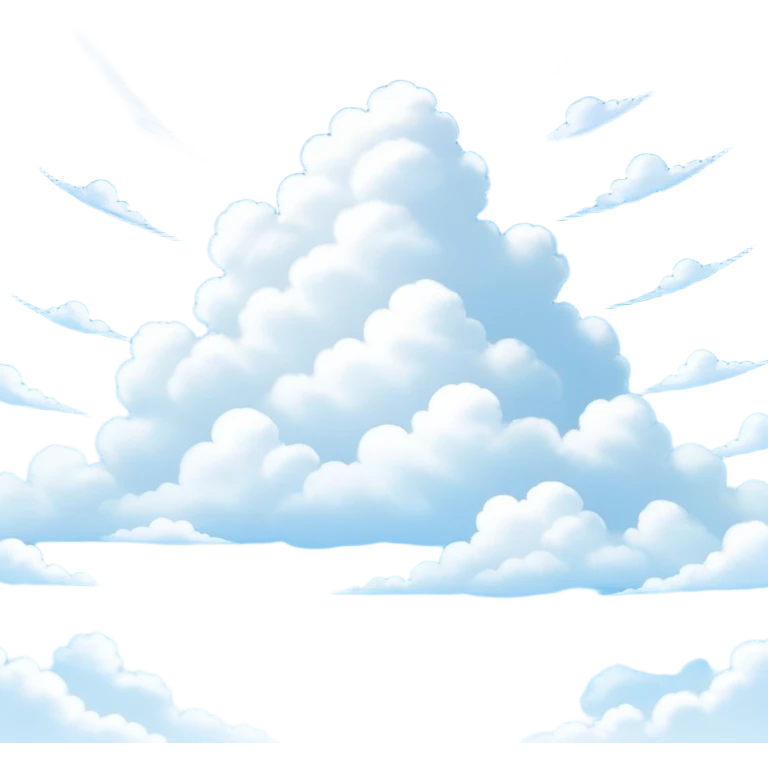 A vast, clear blue sky with soft, fluffy clouds scattered across it. The clouds are light and airy, drifting gently, creating a peaceful and calming atmosphere. The background emphasizes the open expanse of the sky, evoking a sense of freedom and tranquility. emoji