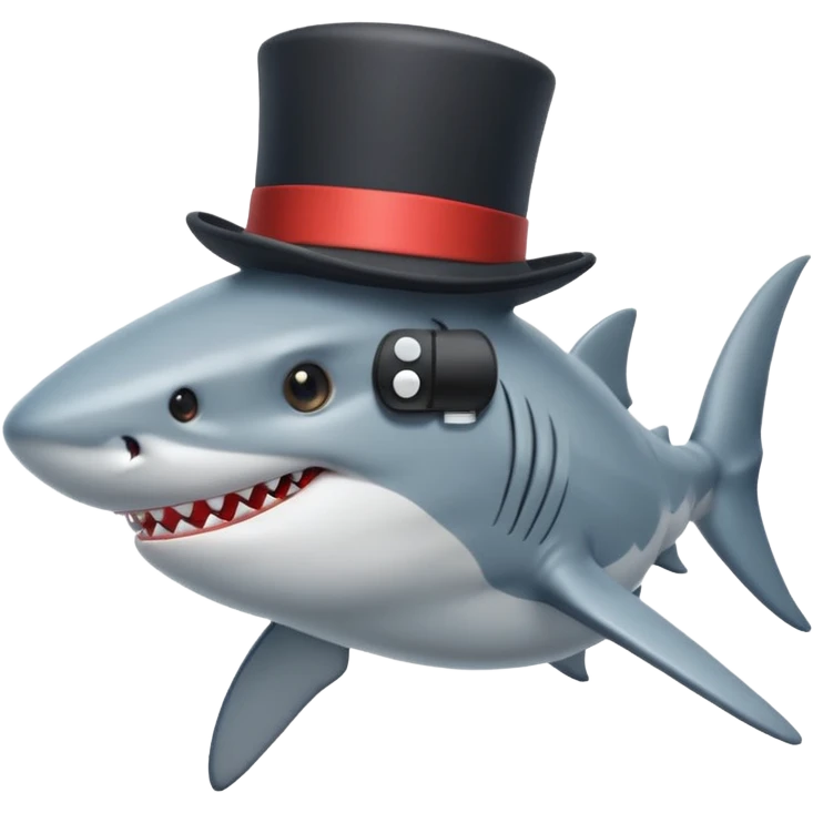 Shark with a top hat emoji