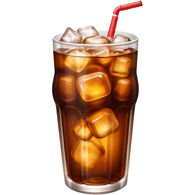 Iced cola emoji, rounded edges, soft highlights emoji