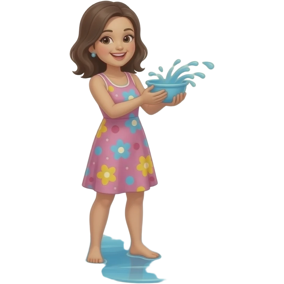 woman playing with songkran day normal dress emoji