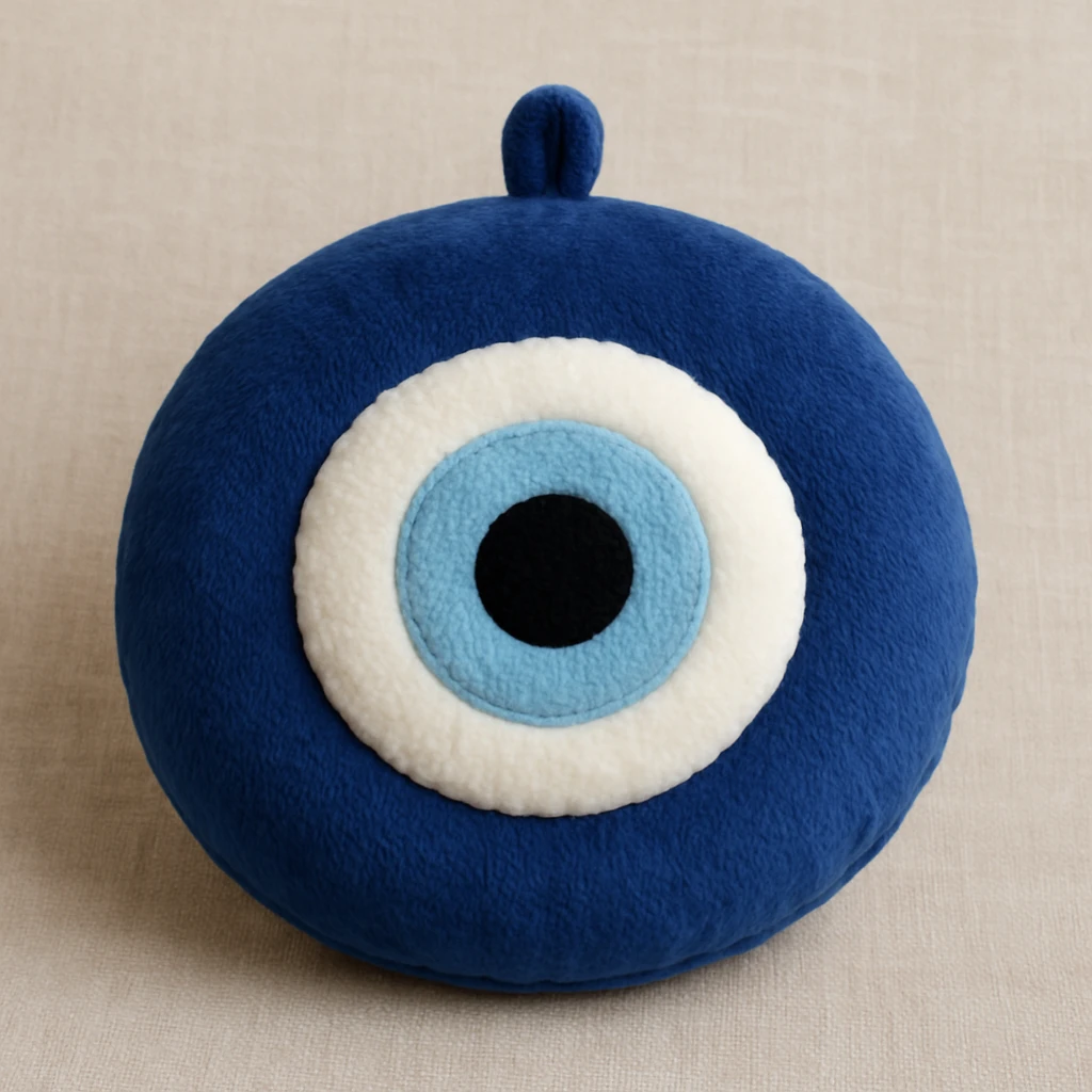 Evil eye 🧿 as a soft round plushie pillow  emoji