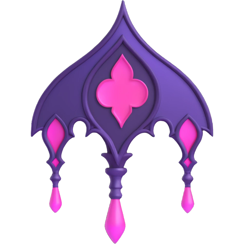 minimal 3D gothic violet with pink highlight, simple and elegant emoji