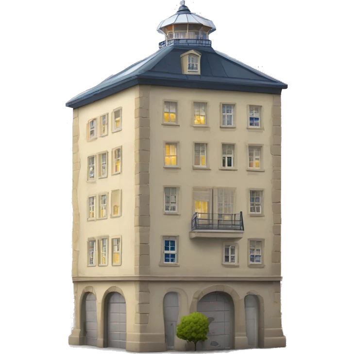 maison phare bâtiment carré avec tour au centre de la toiture emoji