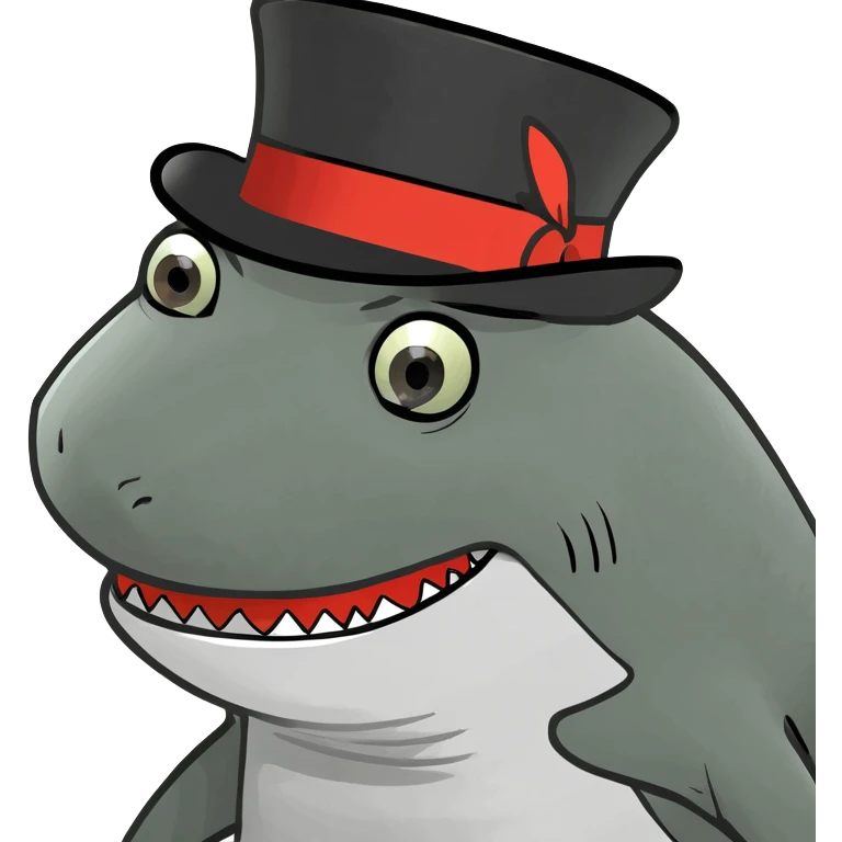 Shark with a top hat emoji