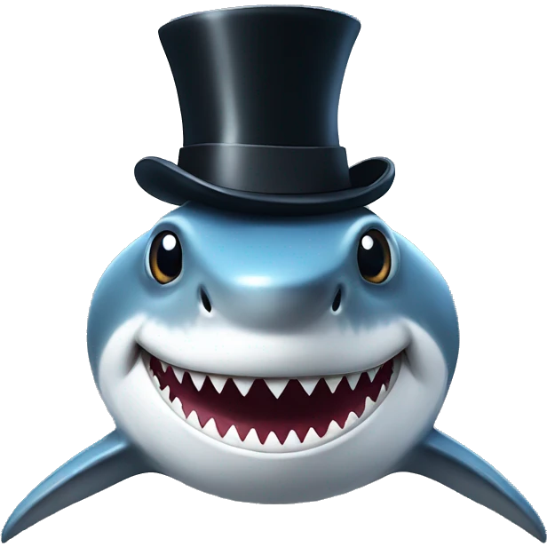 Shark with a top hat emoji