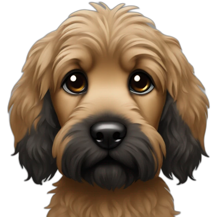 bouvier fawn brown and black puppy face very long hair emoji