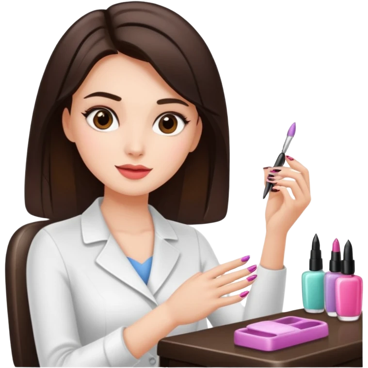 Brunette Girl getting a manicure at nail salon emoji