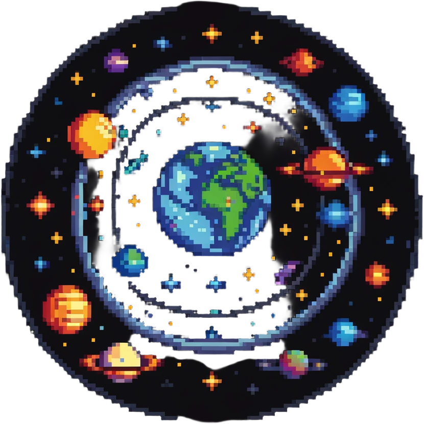 cosmic entity with stars and planets orbiting around emoji