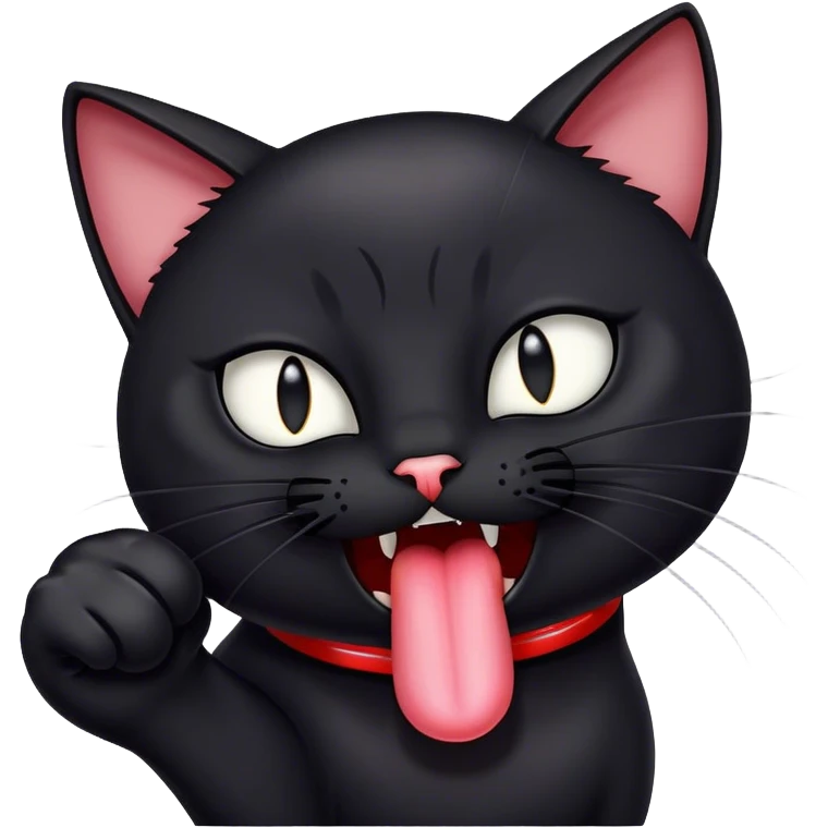 black cat with his tongue out getting punched emoji