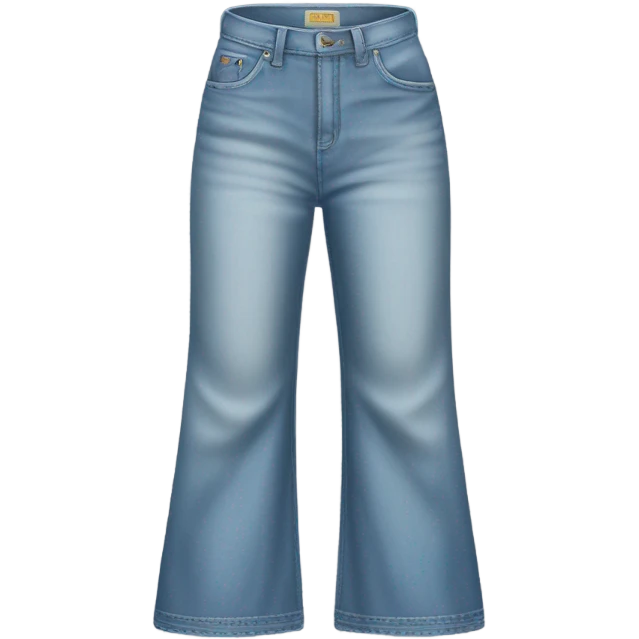 Realistic Wide Long leg high waisted light blue jeans, isolated emoji