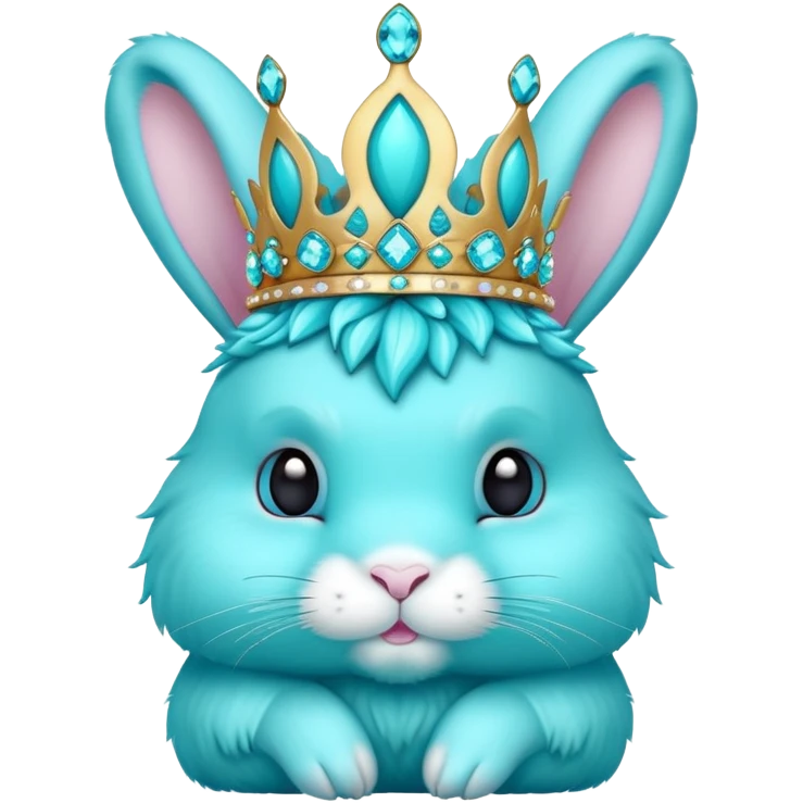 Turquoise blue rabbit with jewelled crown emoji