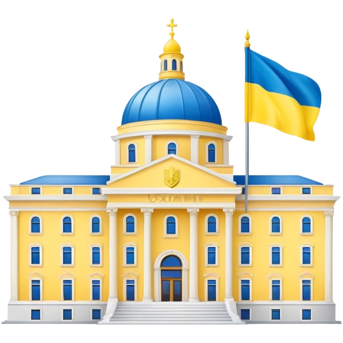 Presidential buildings with the flag of Ukraine emoji