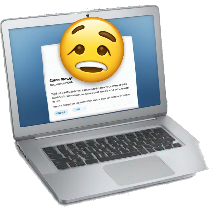 Laptop screen with website emoji