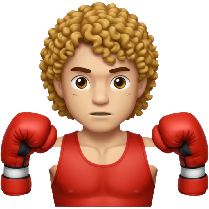 Boxer , with a curly mullet haircut emoji