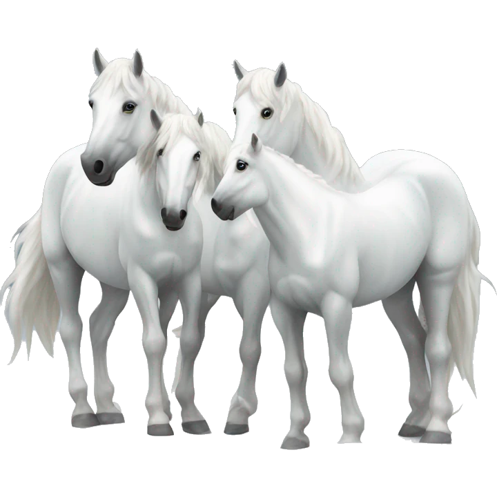 Three white horses snow emoji