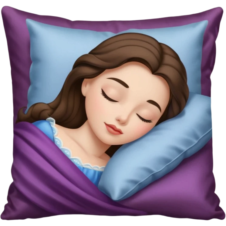 sleeping beauty brunette white girl with a silk pillow emoji