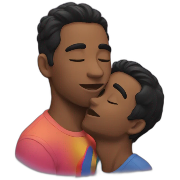 Black hair gay kiss emoji