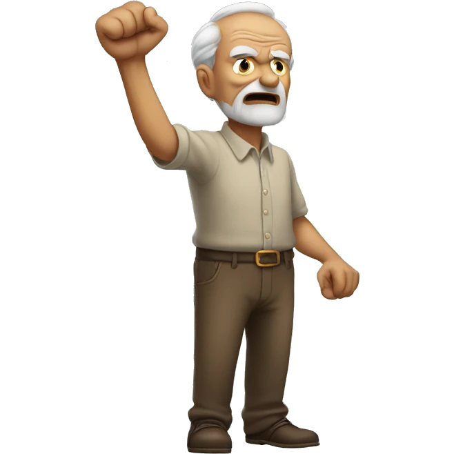 Old man shaking fist to the sky angry emoji