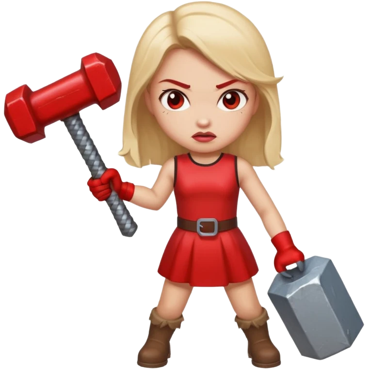 red glitter angry girl with a giant hammer emoji