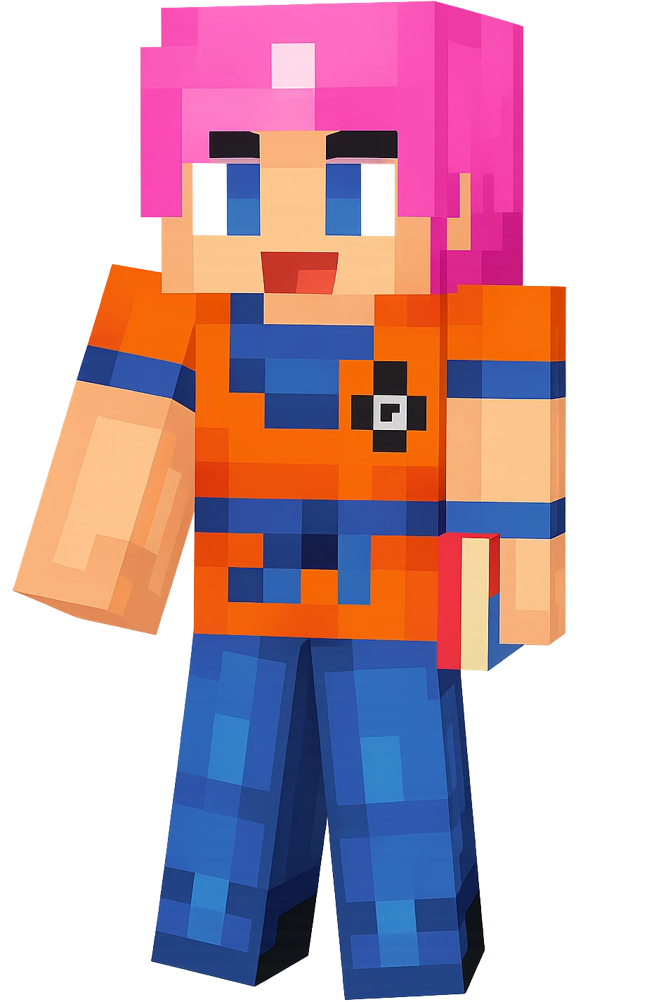 Extract the Goku Girl character (second from left, pink hair) from the image as a separate image with a transparent background. Keep the original style and quality intact. emoji