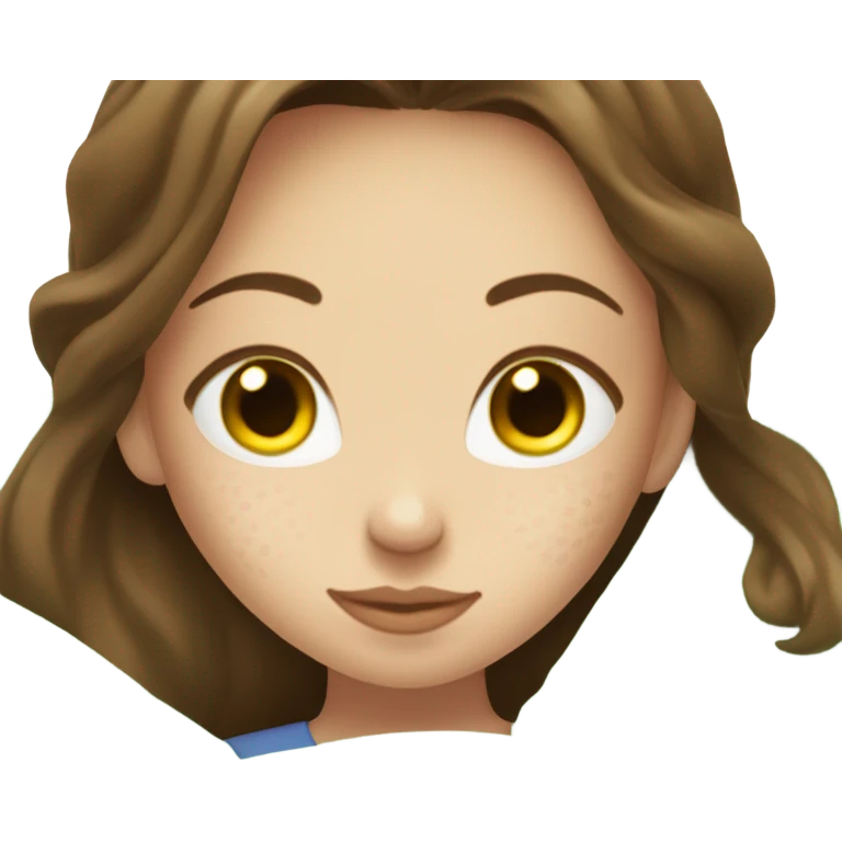 Girl with brown hair freackles white skin tone and blue eyes wears green sheet mask relaxing her eyes closed a pickle over her eyes emoji