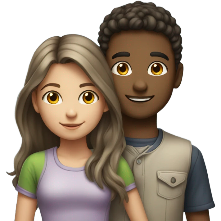 girl and boy portrait together emoji