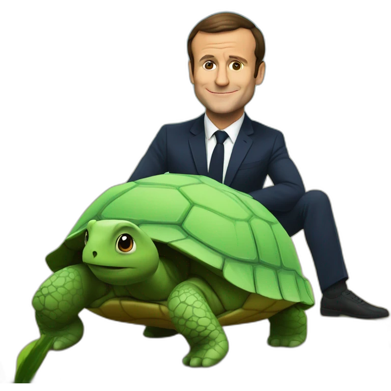 Macron sur tortue emoji