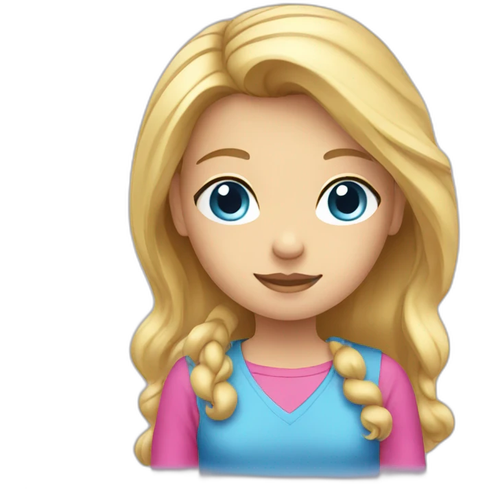Blond girl with blue eyes and a pink shirt emoji