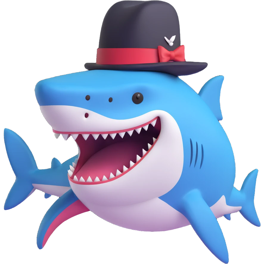 shark wearing a top hat emoji
