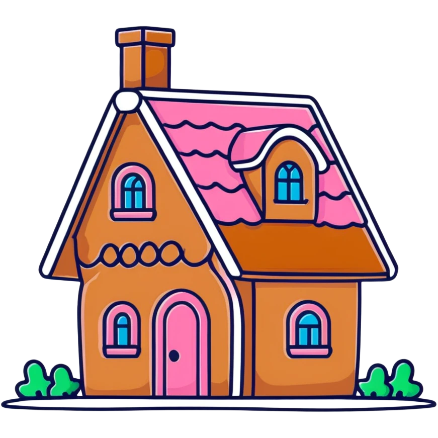 Gingerbread house pink emoji
