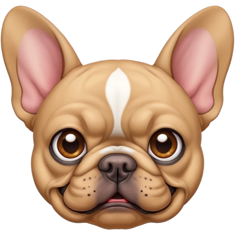 tan french bulldog head with bat ears and wrinkled face emoji