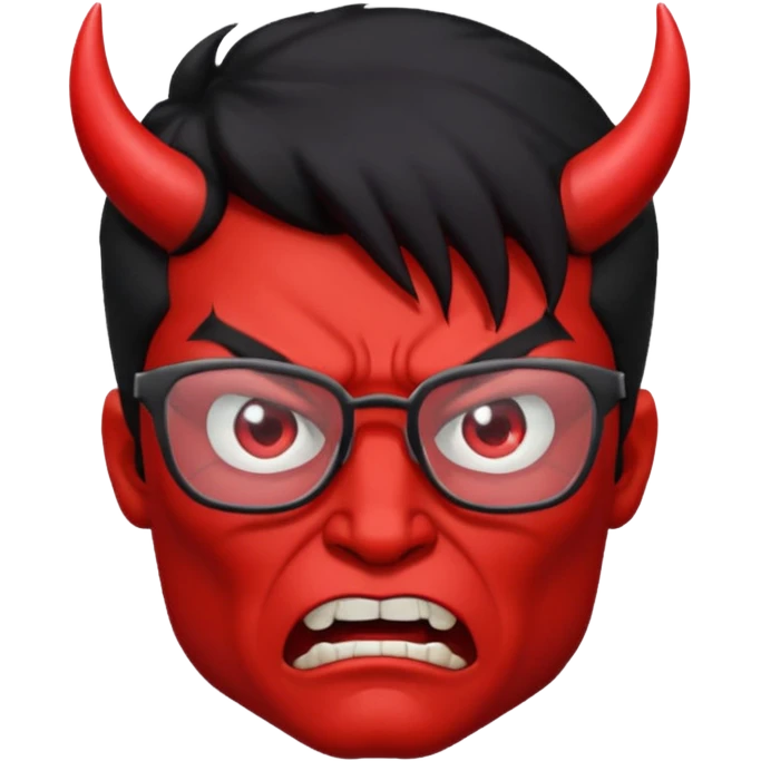 Devil man with rectangular glasses angry emoji