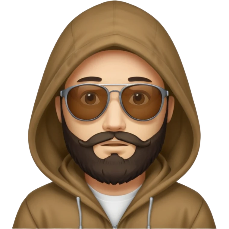 hooded people with beared with sunglass emoji