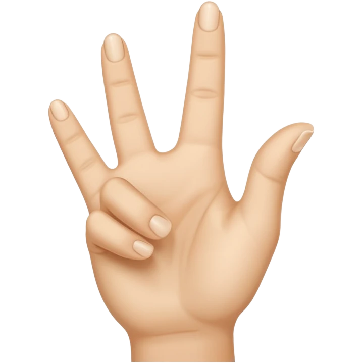 Three fingers up of a beige hand emoji