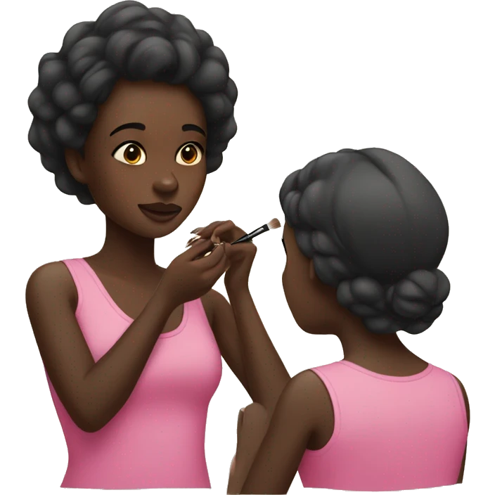 Dark skin girl putting on make up  emoji