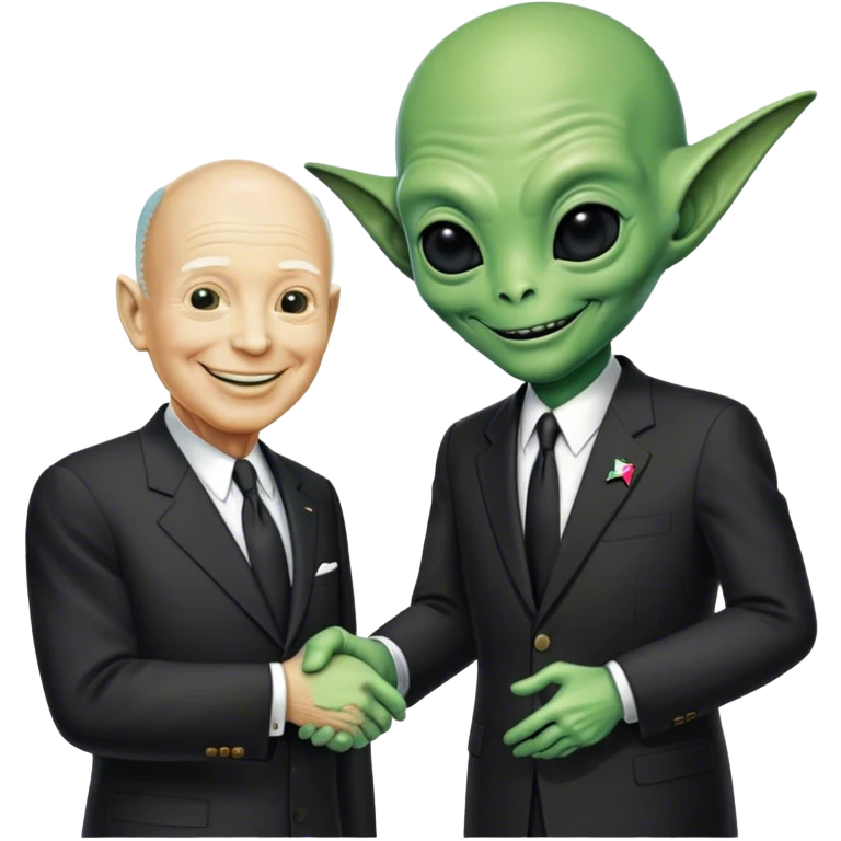 alien shakes hands with president Entsenhower

 emoji