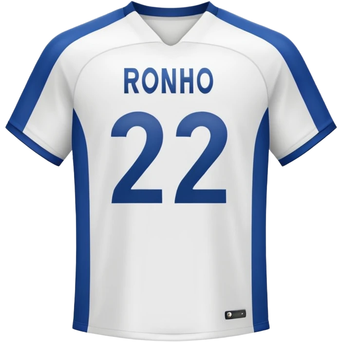 White football jersey at the back with number 22 and my name RONIHO  emoji