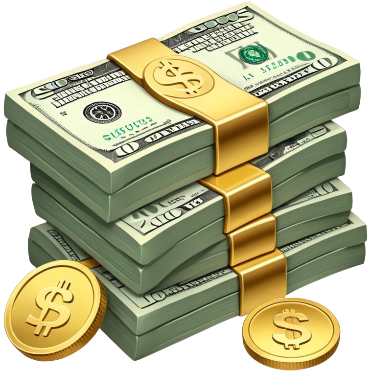 stack of dollar bills and coins emoji
