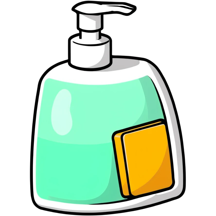 bath soap and shampoo bottles cartoon style emoji