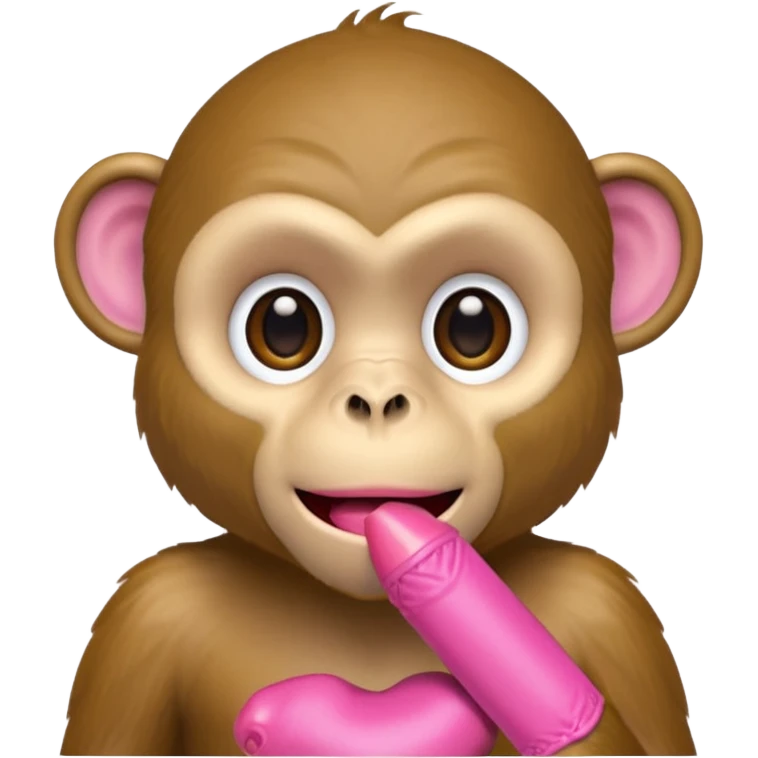 A monkey covering his mouth but with a sextoy dildo emoji