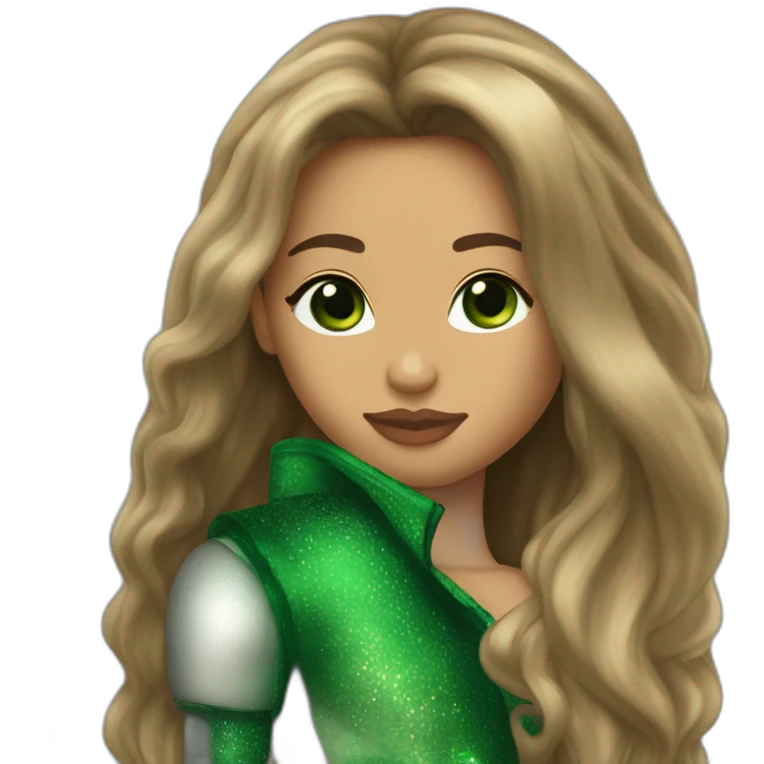 Romeo santos kiss-kiss girl green eyes and very long dark blond hair emoji